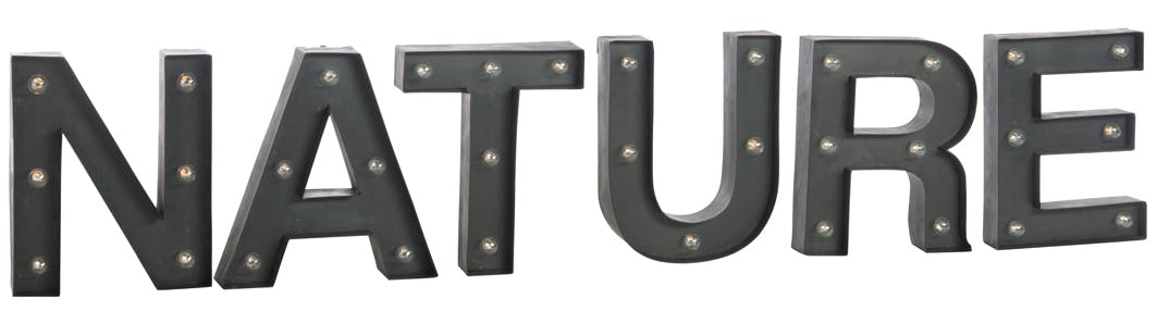 Lettres déco "NATURE" en métal marron, LED intégrées - 151cm