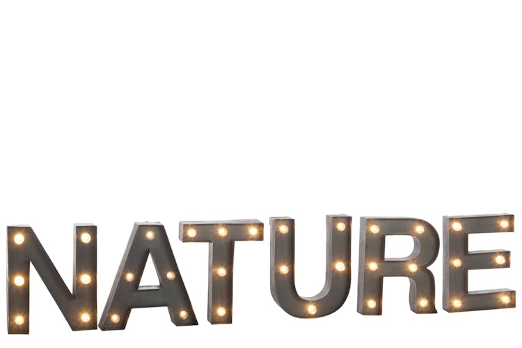 Lettres déco "NATURE" en métal marron, LED intégrées - 151cm