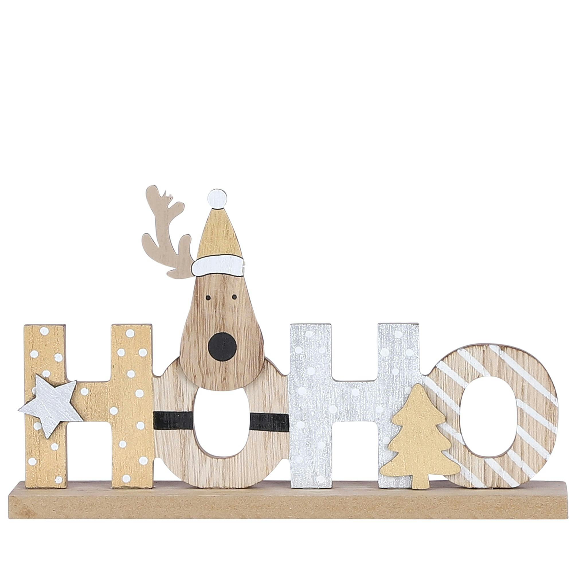 Lettres HOHO de décoration dorées et argentées 21 cm