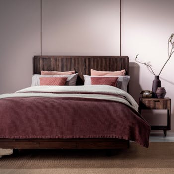 Lit 2 places bois recyclé brun 180 cm QUEENSTOWN