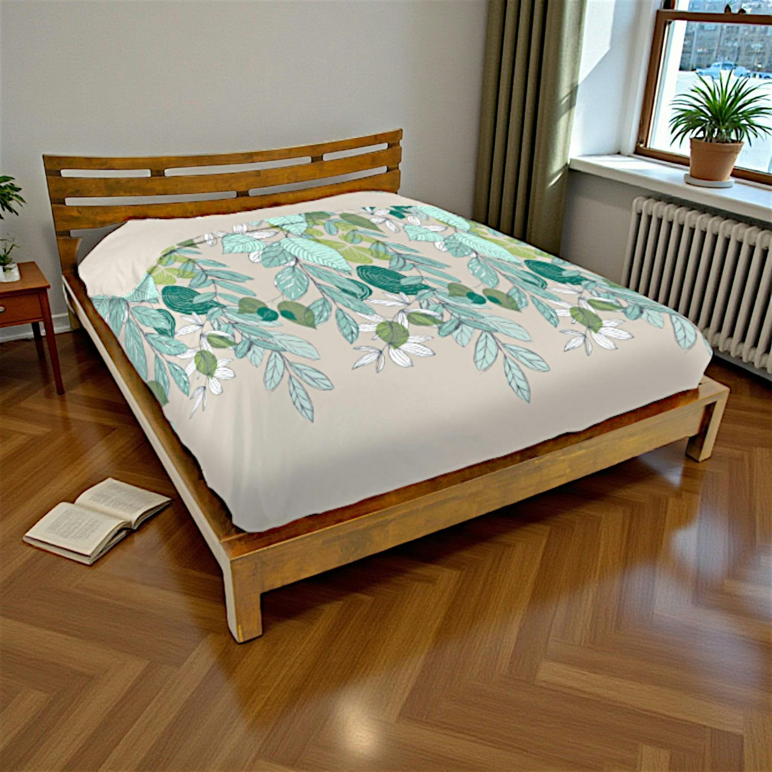 Lit 2 places couchage 180x200 avec tête de lit basse Hévéa 196x214x80cm NIAGARA