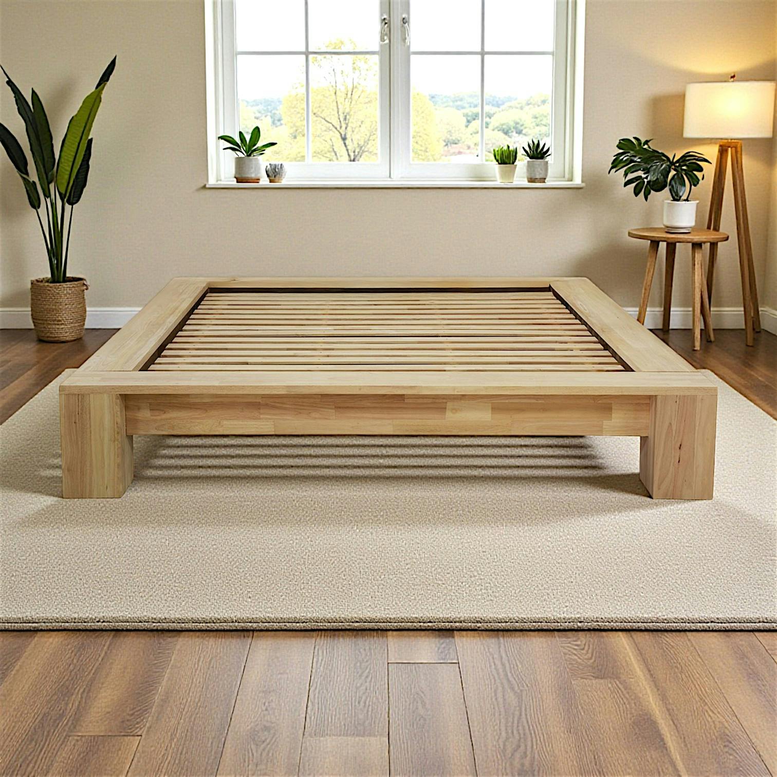 Lit 2 places Hévéa à lattes pour couchage 140x190 182x232x40cm NEW ORLEANS