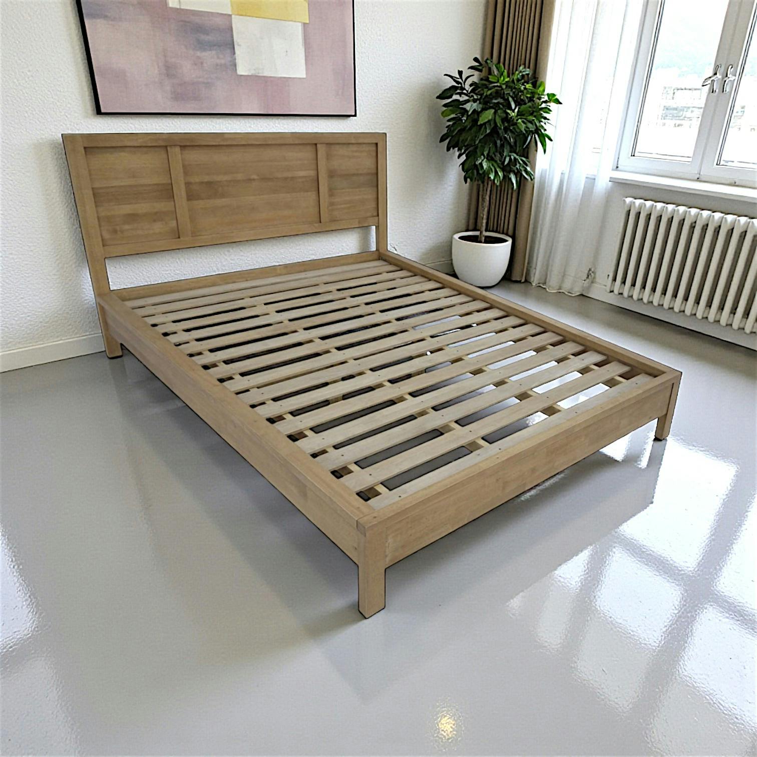 Lit 2 places Hévéa pour couchage 140x190 154x200x95cm HELENA