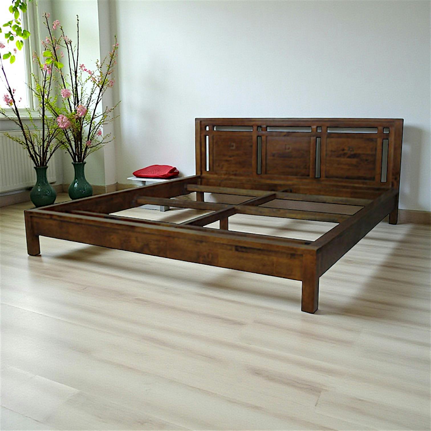 Lit 2 places Hévéa pour couchage 140x190 154x204x86cm TESSA