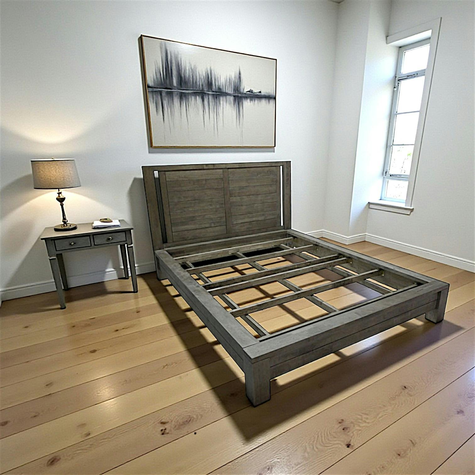 Lit 2 places Hévéa pour couchage 140x190 163x213x110cm ATTAN