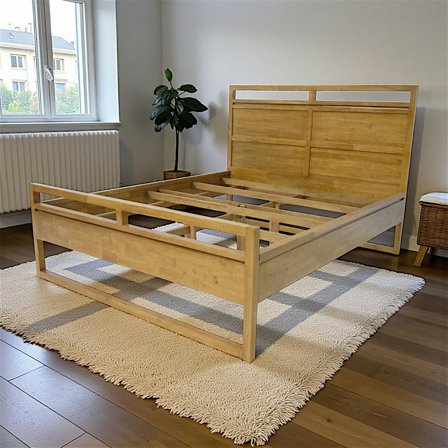 Lit 2 places Hévéa pour couchage 160x200 171x211x120cm OLGA