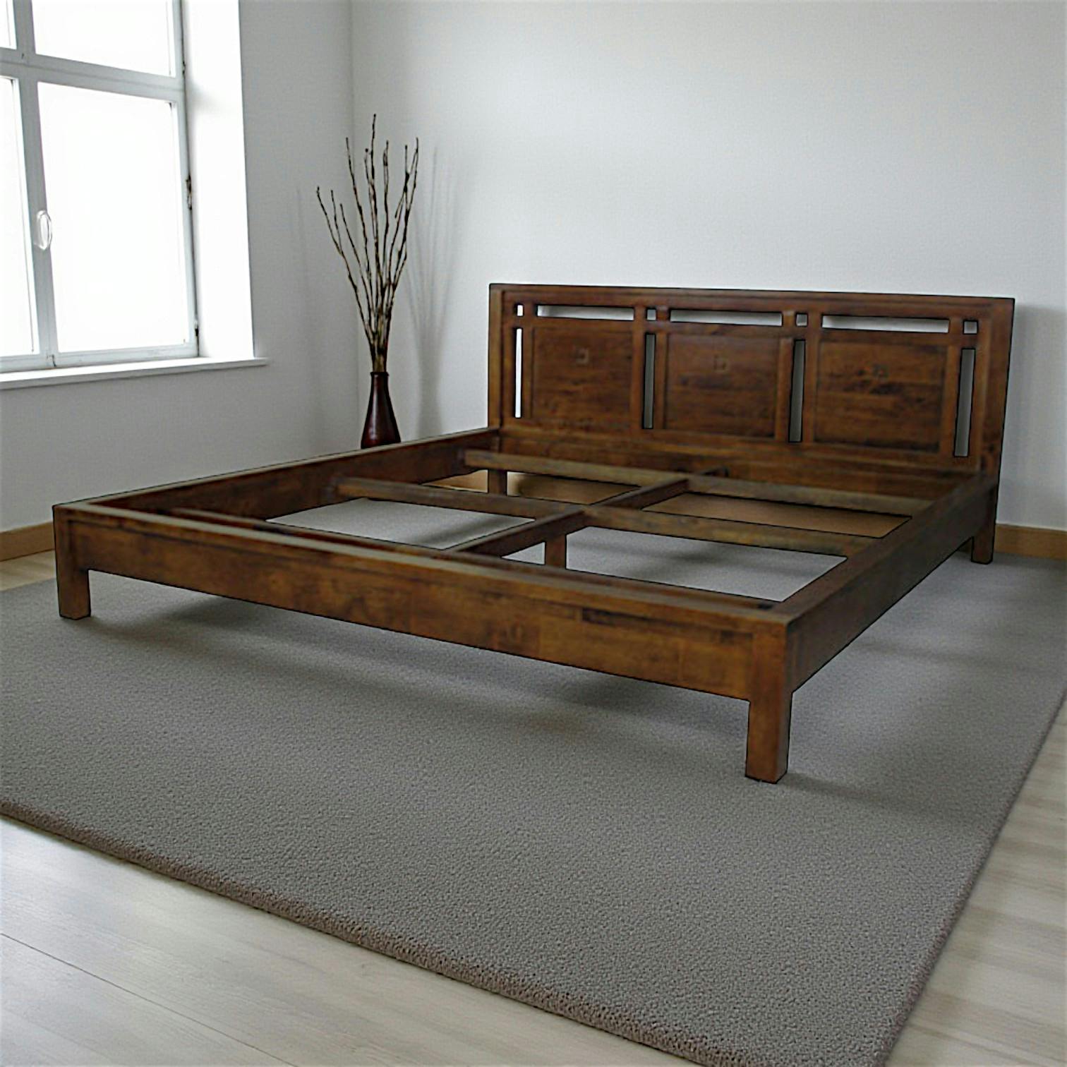 Lit 2 places Hévéa pour couchage 160x200 174x214x86cm TESSA