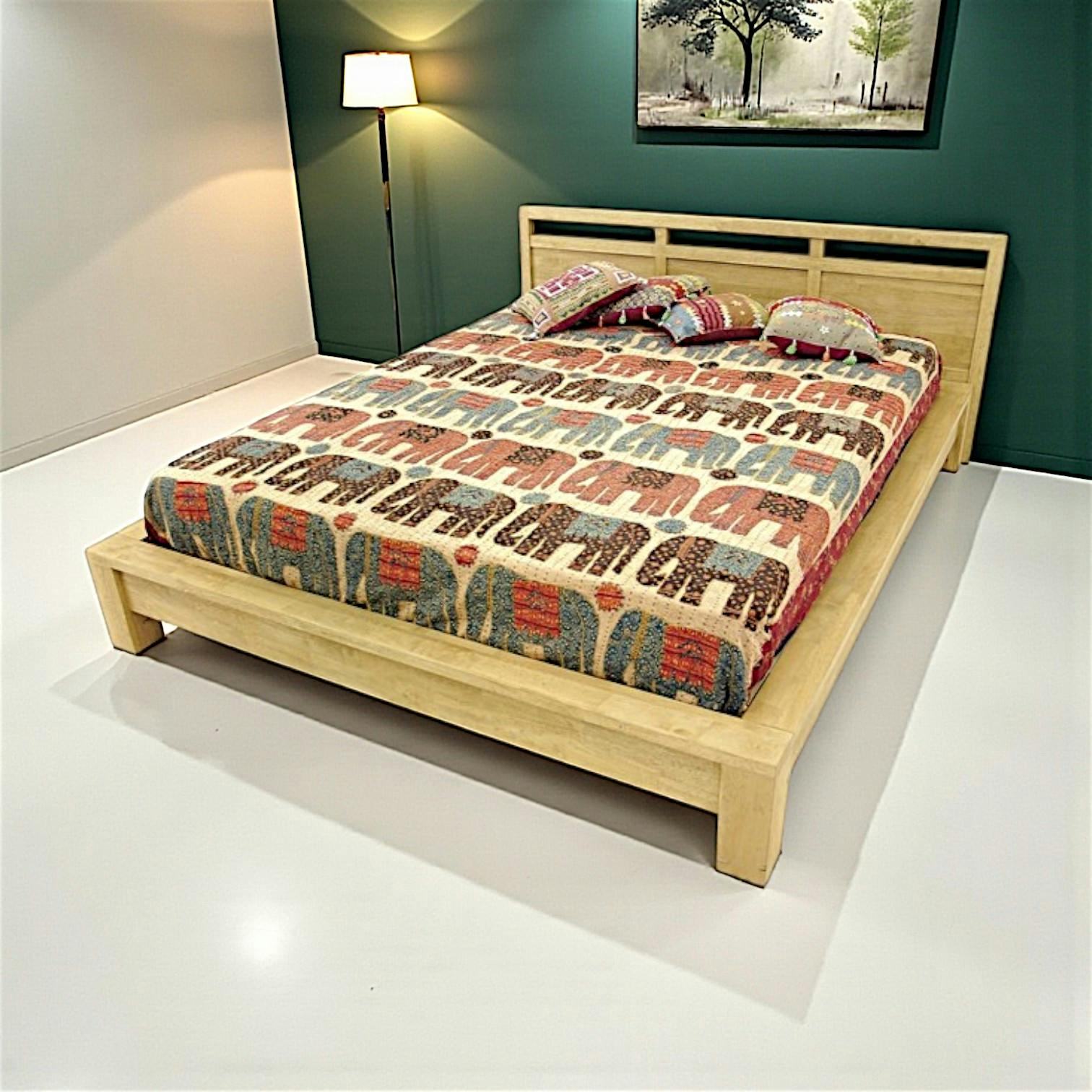 Lit 2 places Hévéa pour couchage 160x200 182x222x30cm HELENA