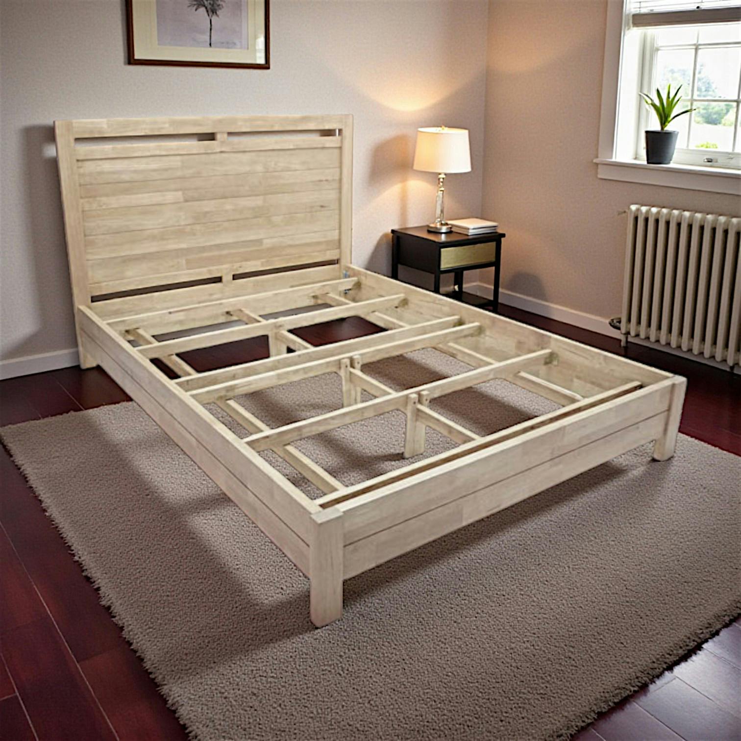 Lit 2 places Hévéa pour couchage 180x200 190x208x110cm ATTAN