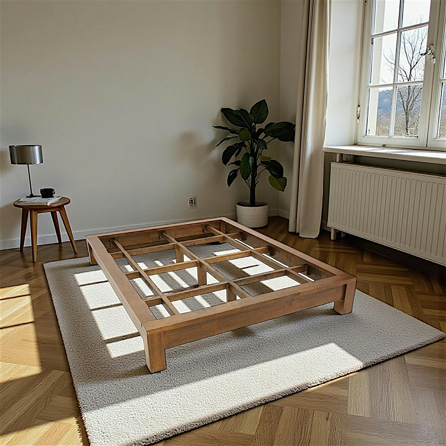 Lit 2 places Hévéa pour couchage 180x200 202x222x30cm HELENA