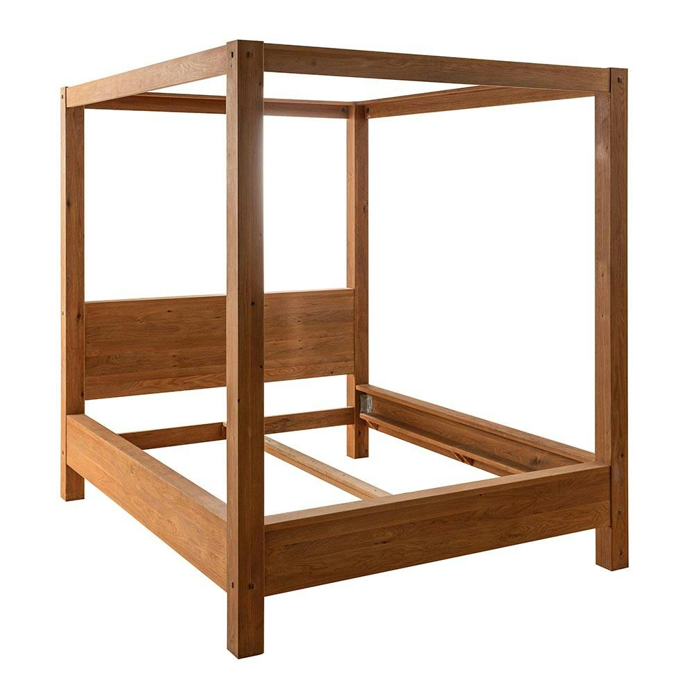 Lit baldaquin cadre 160 cm en bois – style naturel VERBIER