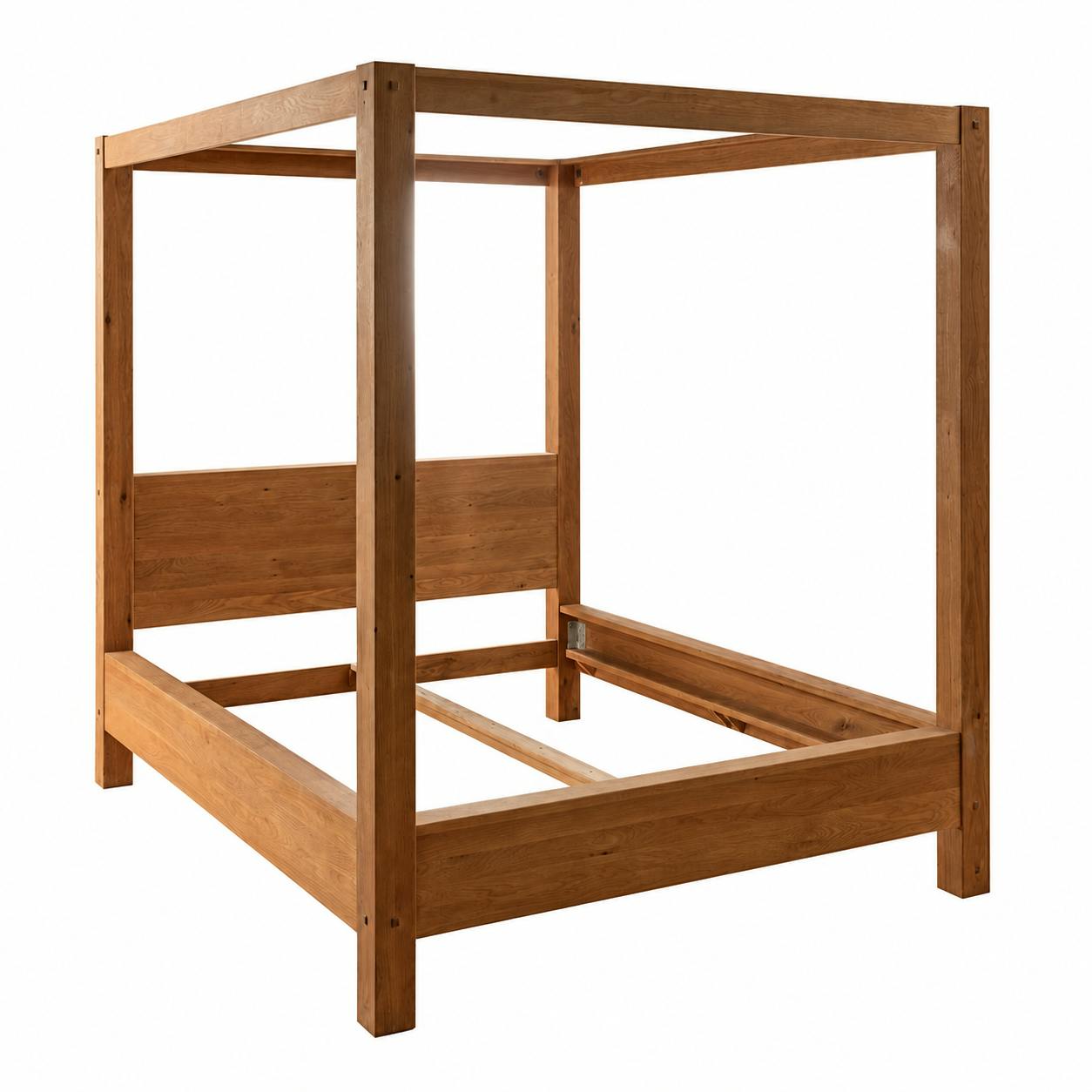 Lit baldaquin cadre 160 cm en bois – style naturel VERBIER