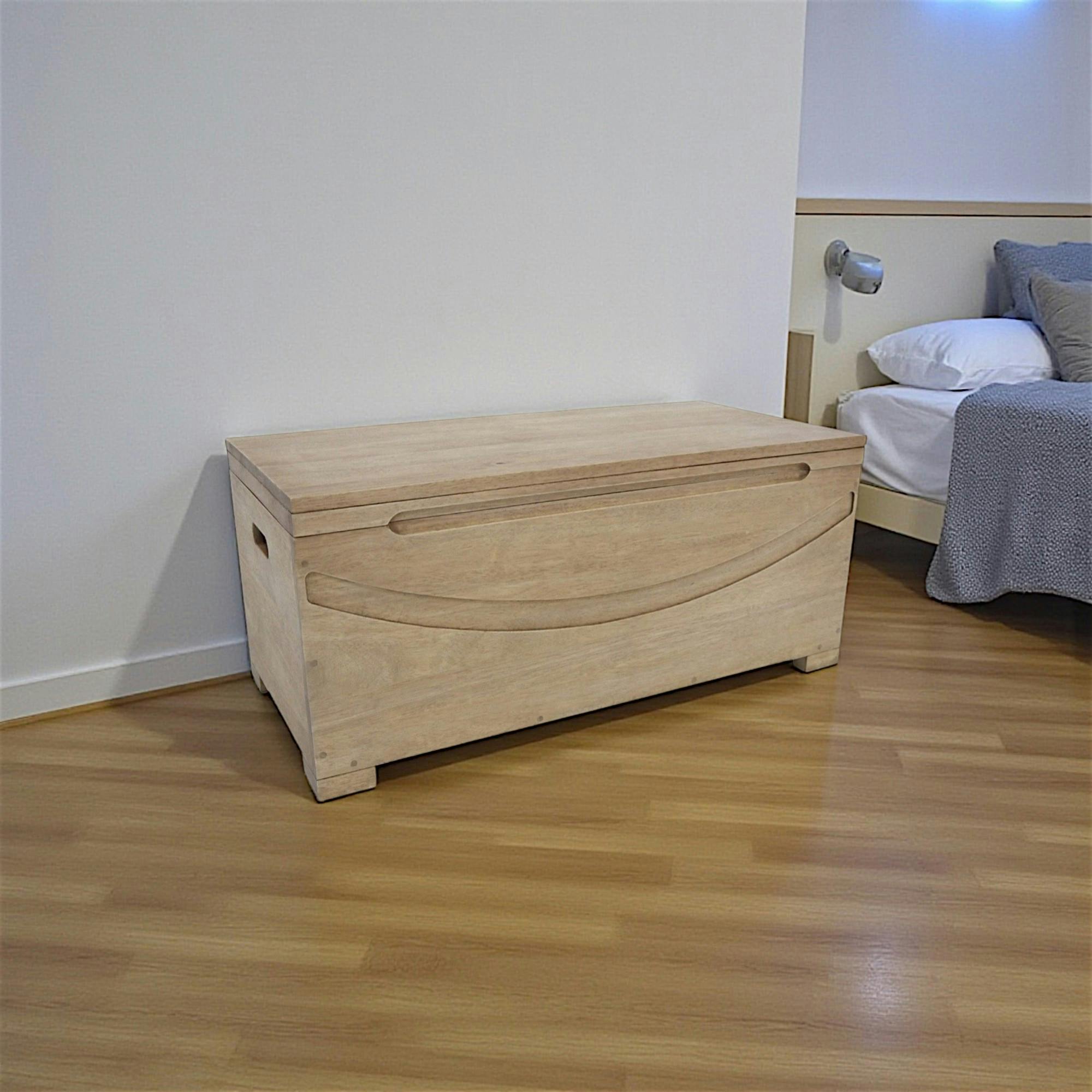 Lot de 2 bancs coffre Hévéa 100x45x45cm NIAGARA