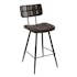 Chaise haute de bar en tissu marron pieds metal style industriel
