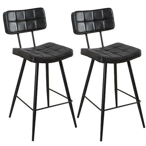 Chaise haute de bar en tissu noir pieds metal style industriel