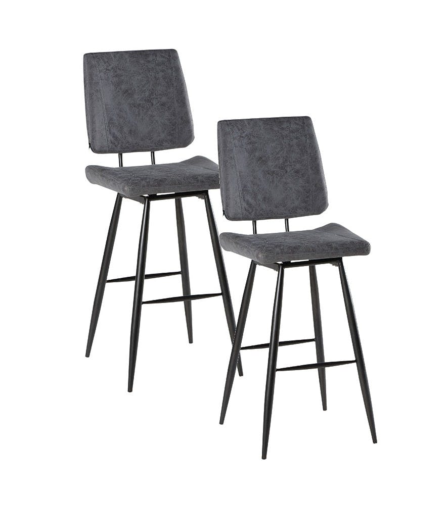 Chaise haute de bar en tissu gris pieds metal style contemporain