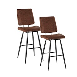 Chaise haute de bar en tissu marron pieds metal style contemporain