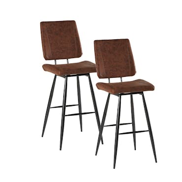  Chaise haute de bar en tissu marron pieds metal style contemporain