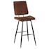 Chaise haute de bar en tissu marron pieds metal style contemporain