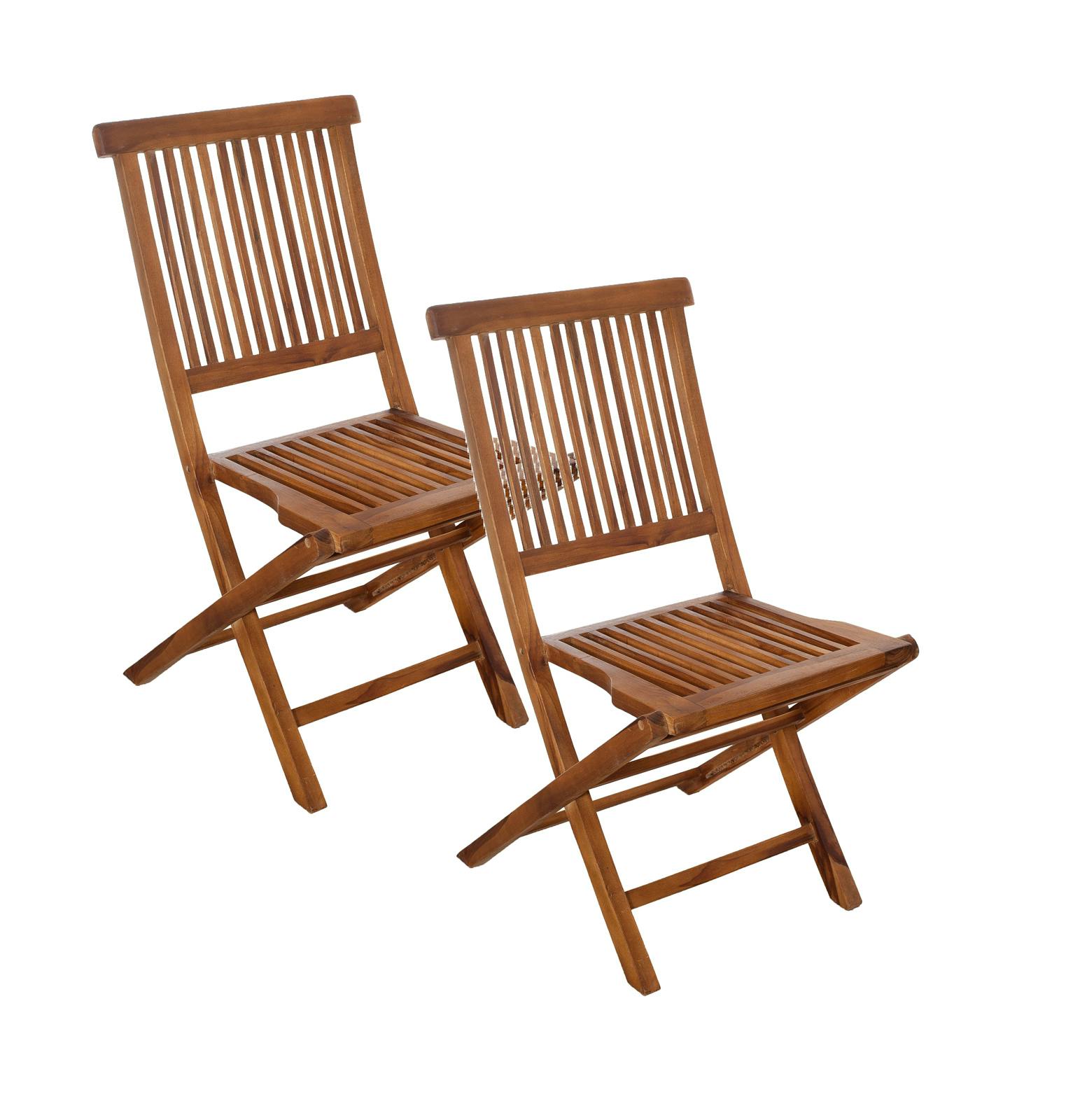 Lot de 2 chaises de jardin en Teck massif huilé 45x60x90cm MACAO