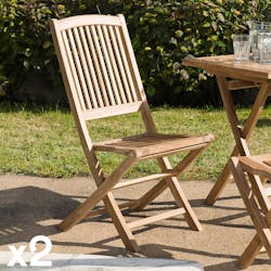 Lot de 2 chaises de jardin pliantes en Teck 99 cm SUMMER