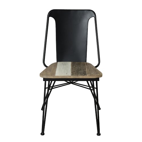 Lot de 2 Chaises en Acacia massif bandes teintes variées et métal noir 50,5x49x85cm CADIX