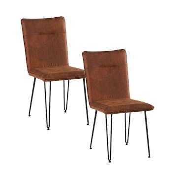  Chaise en tissu marron pieds metal epingle de style contemporain