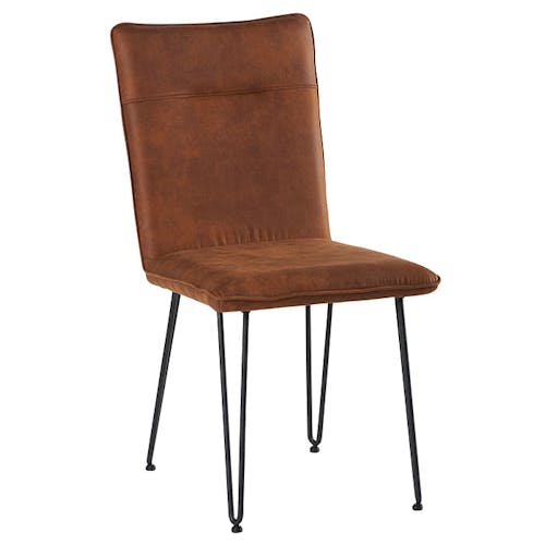 Chaise en tissu marron pieds metal epingle de style contemporain
