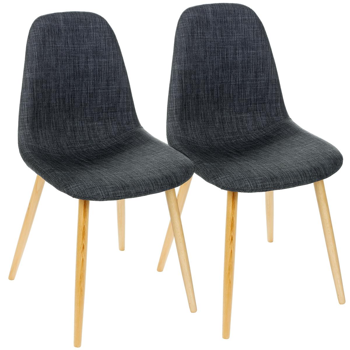 Lot de 2 Chaises inspiration Scandinave couleur gris pieds hêtre 45X53X86