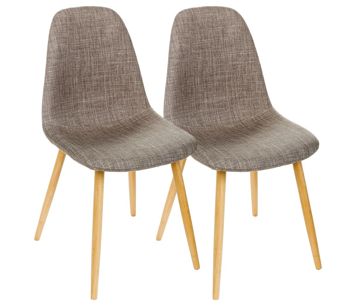 Lot de 2 Chaises inspiration Scandinave couleur lin pieds hêtre 45X53X86