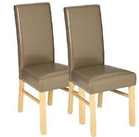 Lot de 2 Chaises moderne taupe pieds hévéa naturel