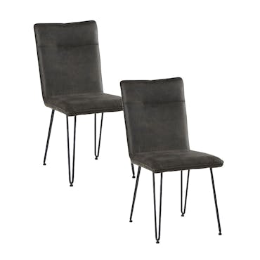  Chaise en tissu gris pieds metal epingle de style contemporain