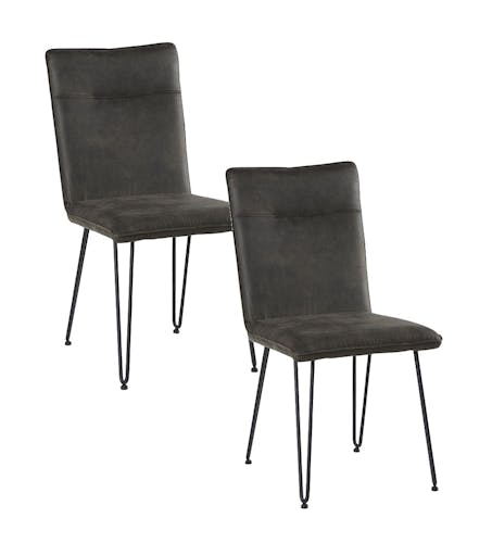 Chaise en tissu gris pieds metal epingle de style contemporain