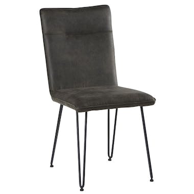 Chaise en tissu gris pieds metal epingle de style contemporain