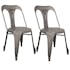 Lot de 2 chaises style industriel en métal couleur chrome satiné 44x53xH83cm RALF