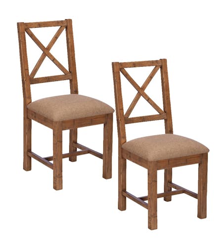 Chaise en tissu et bois recyclé BRISBANE (lot de 2)