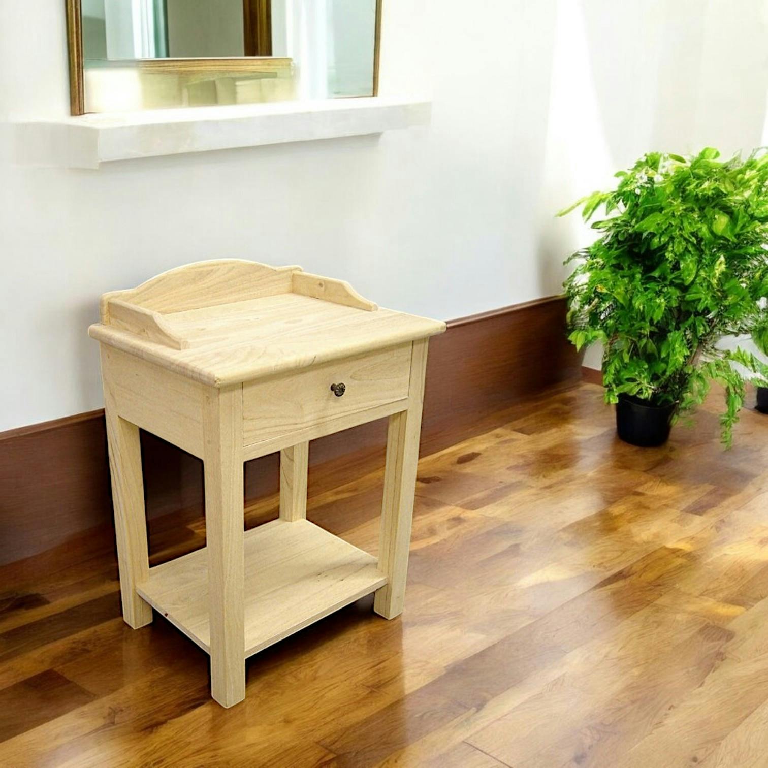 Lot de 2 Chevets Hévéa 1 tiroir, 1 plateau 47x34x65cm TRADITION