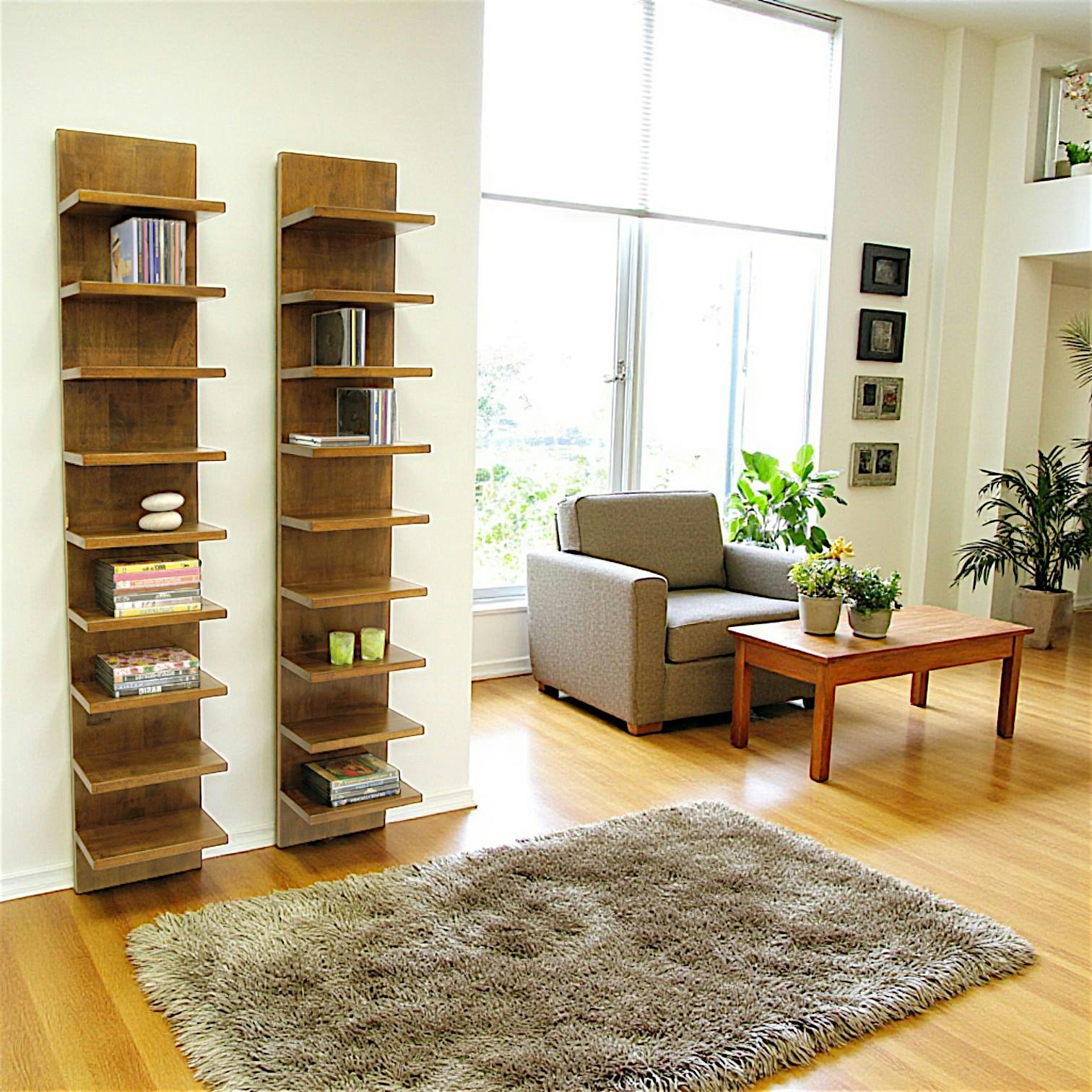 Lot de 2 colonnes murales hévéa 30x18x162cm TRADITION