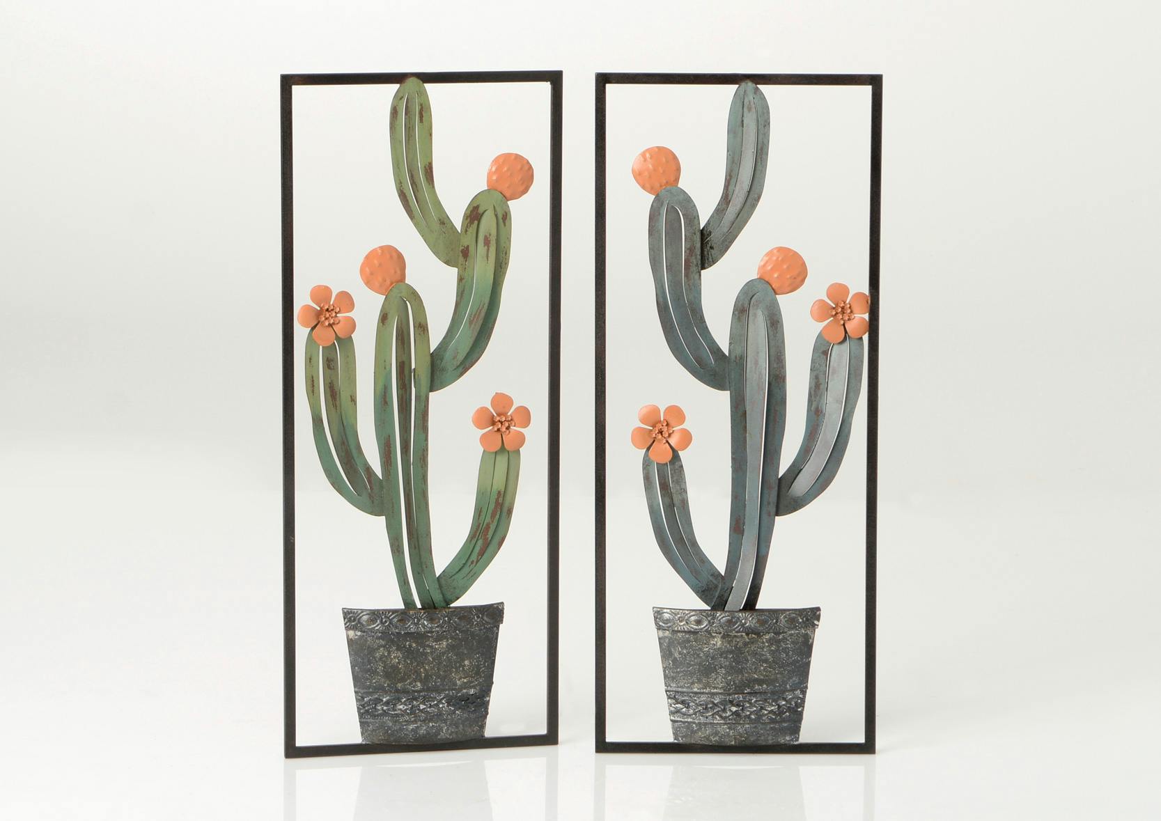 Graman Plaque en métal vintage avec motif cactus et plante - Style minimaliste - 30,5 x 20,3 cm