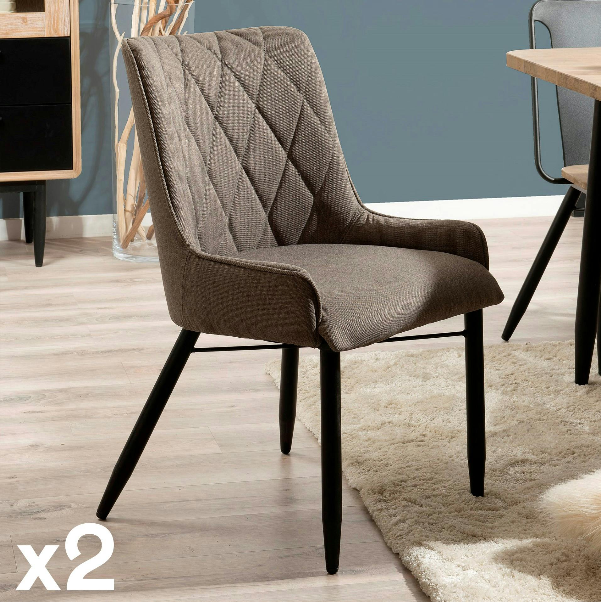 Lot de 2 Fauteuils en tissu beige et pieds métal 53x61x88cm PALMEIRA