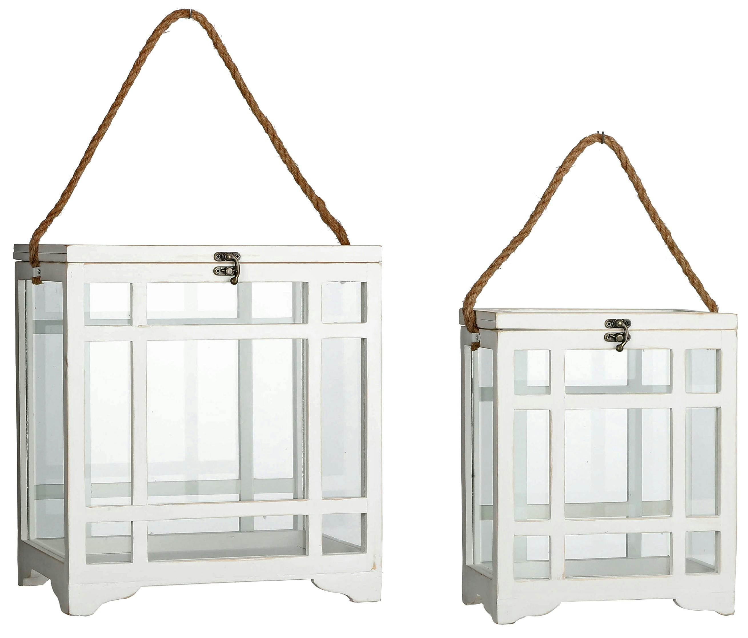 Lot de 2 lanternes vitrine blanches