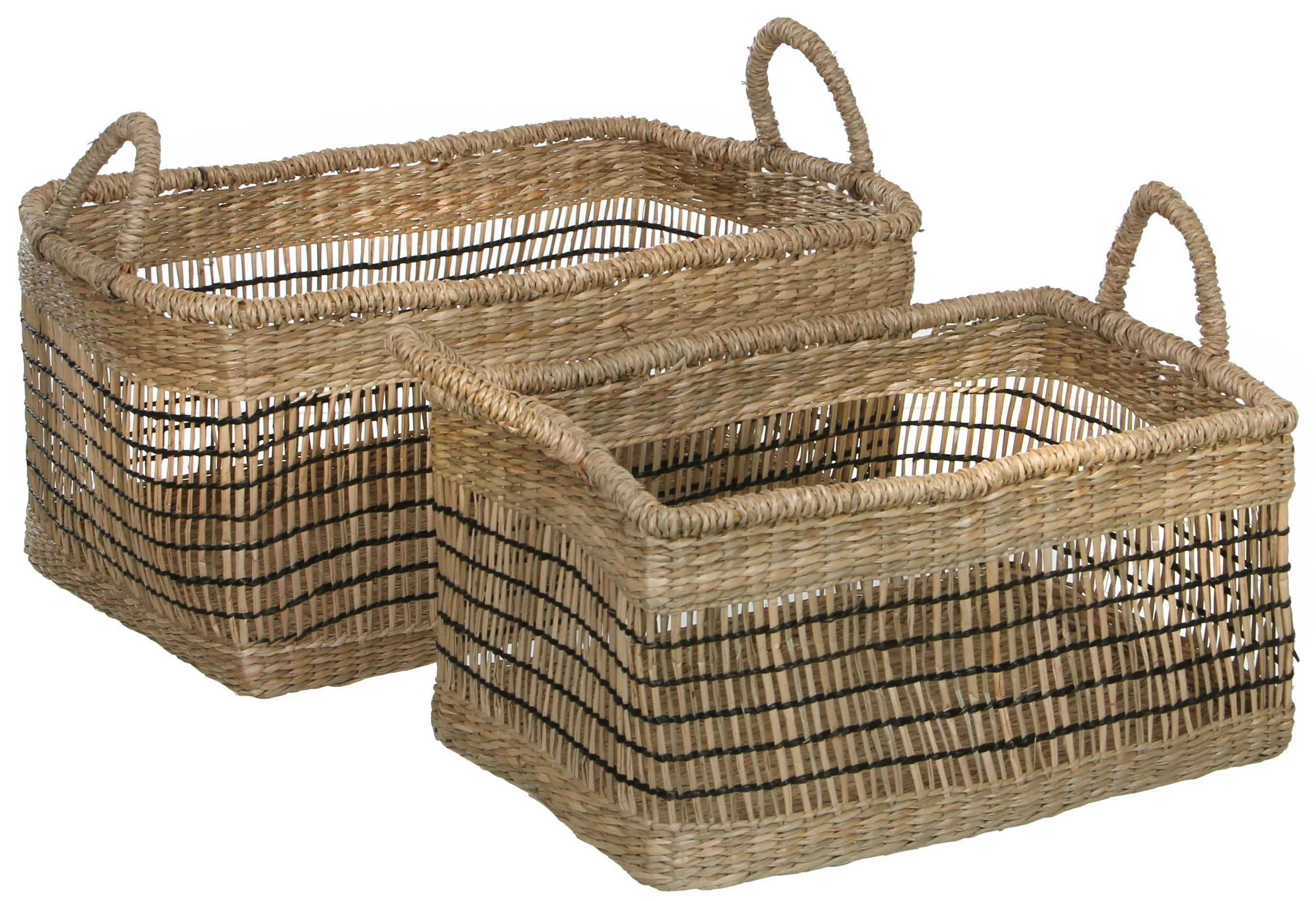 Lot de 2 paniers rectangles fibres naturelles à anses