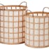 Lot de 2 paniers ronds avec anses bambou naturel et tissu, 37x37x41cm
