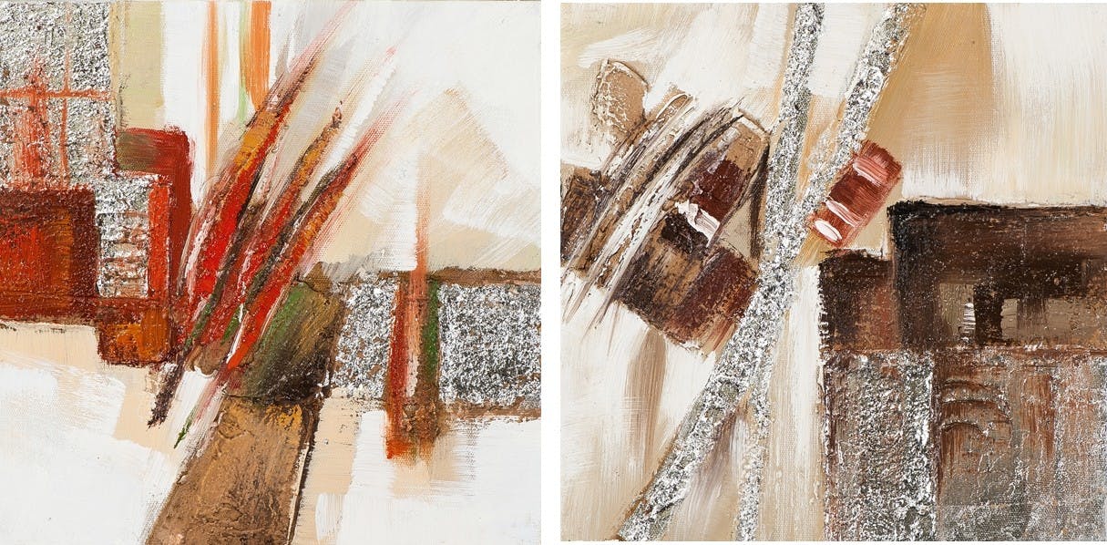 Lot de 2 tableaux Abstrait 25x25. Doré. Peinture acrylique