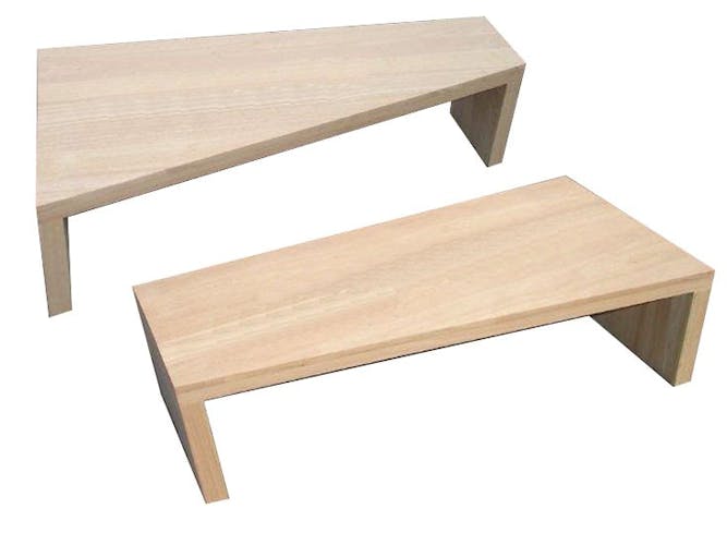 Lot de 2 tables basses / d'appoint Hévéa asymétriques 99x48x27cm OLGA