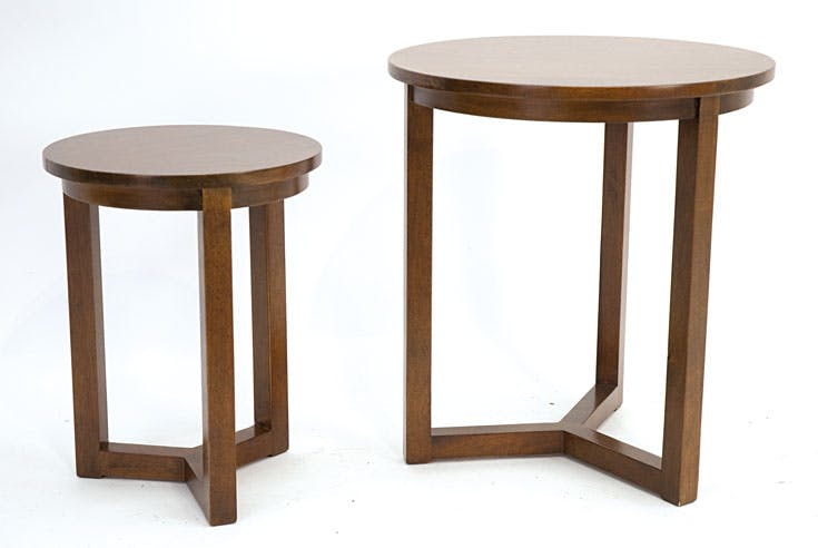 Lot de 2 tables d'appoint rondes Hévéa D50xH55cm SIXTIES