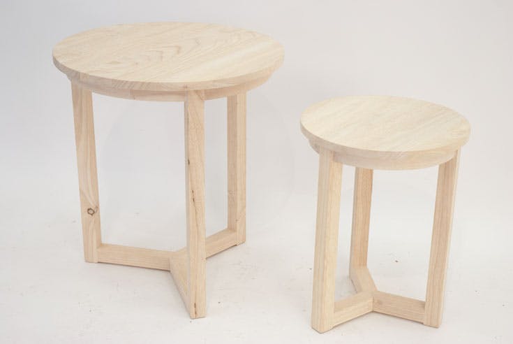 Lot de 2 tables d'appoint rondes Hévéa D50xH55cm SIXTIES