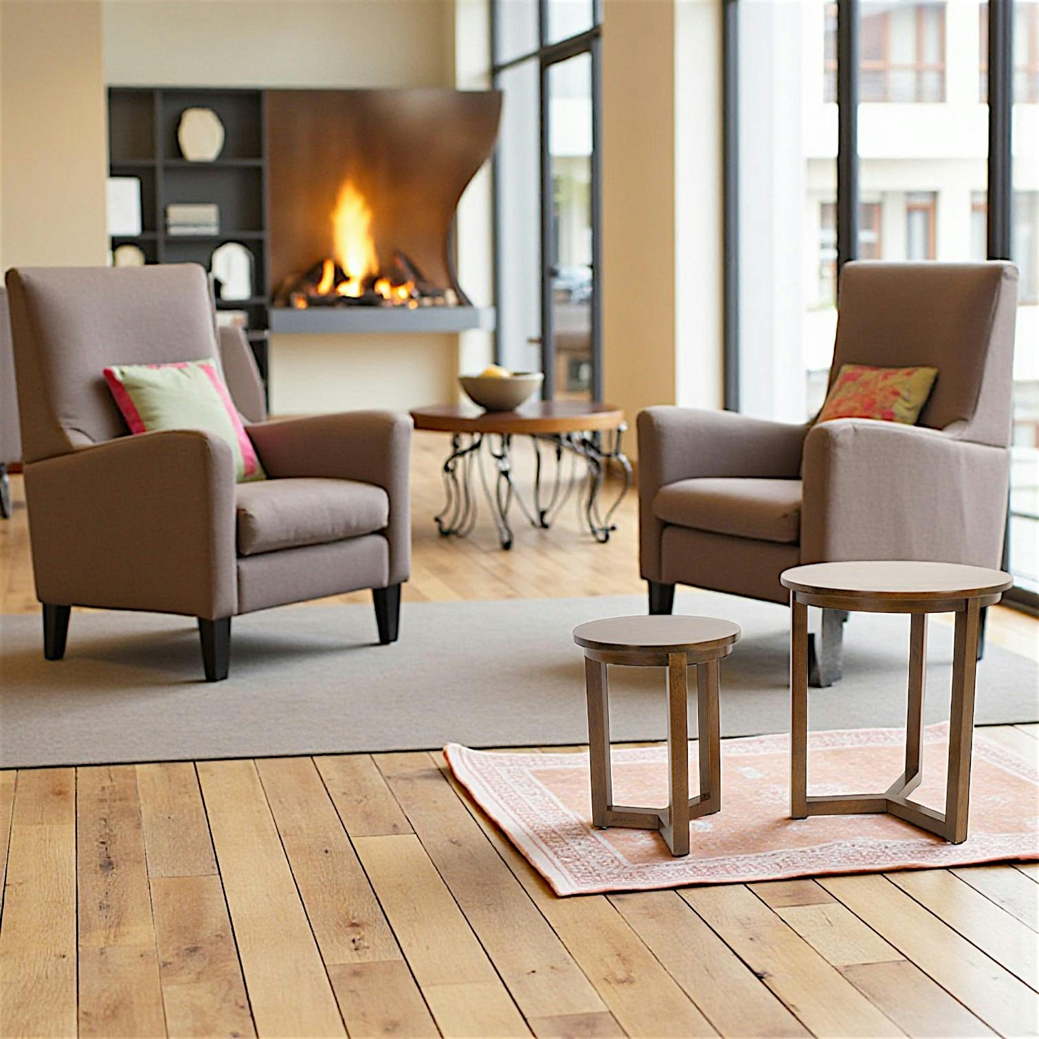 Lot de 2 tables d'appoint rondes Hévéa D50xH55cm SIXTIES