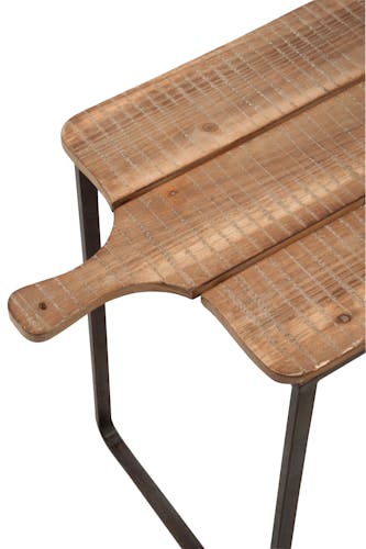 Lot de 2 tables gigognes bois et métal, façon planche à découper FOREST