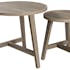 Lot de 2 tables gigognes rondes rétro bois pieds chevalet 57X57X53cm LANDAISE